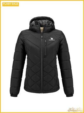 Women's Hooded Puffer Jacket Heat Reflective Lining Lightweight Winter Coat